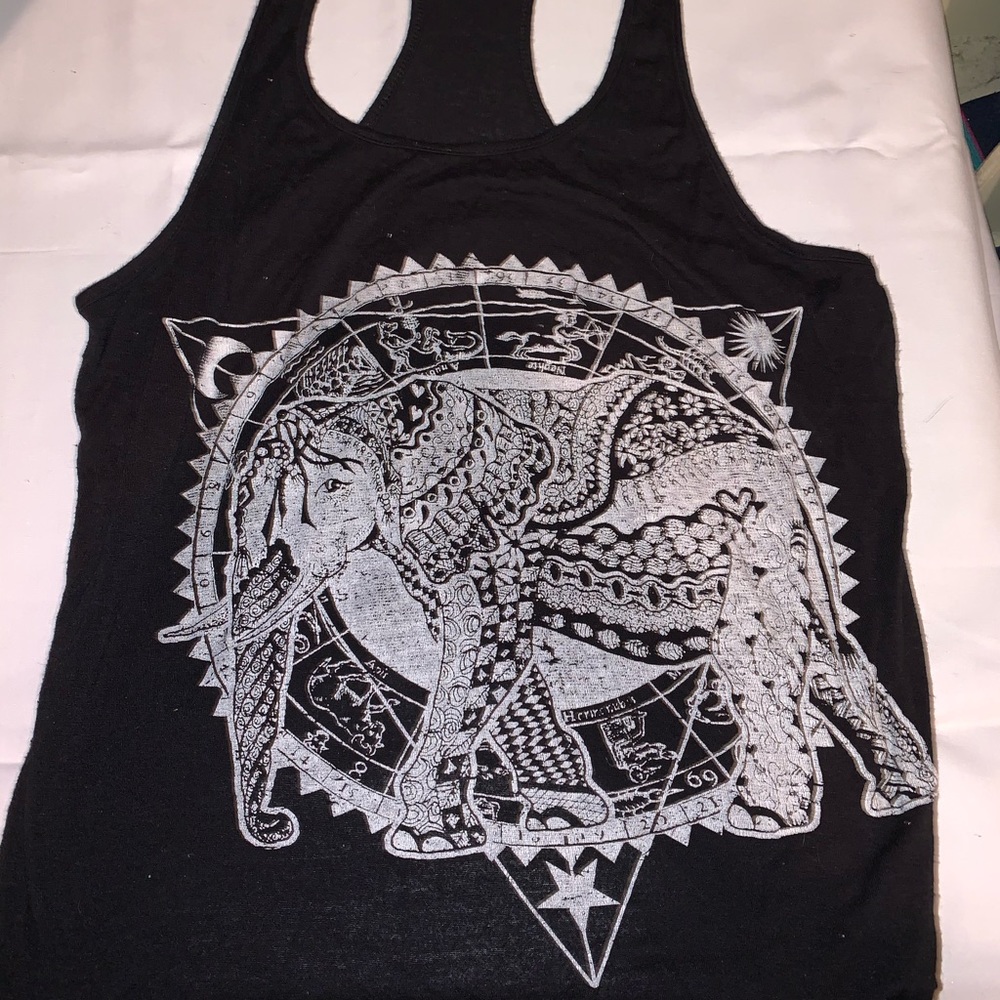 Black Flowy Rasor Back Tank Top